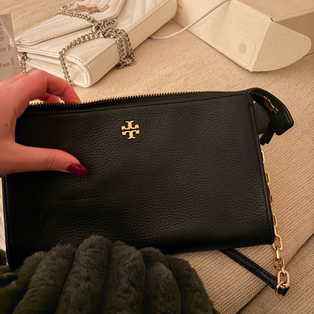 Tory Burch Black Crossbody Bag with Gold Accents